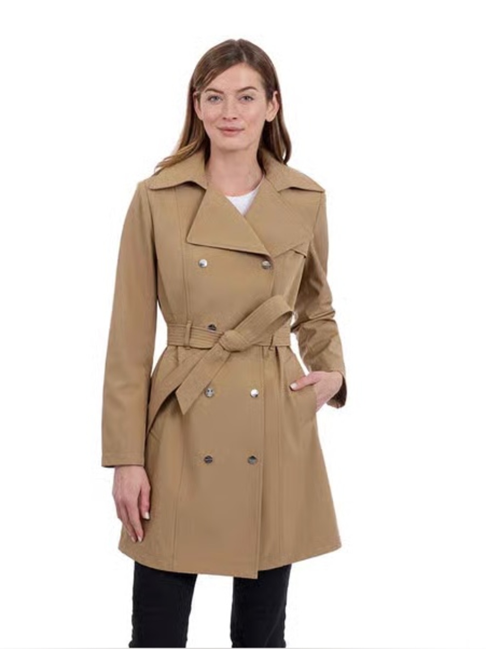Calvin Klein Womens Trench Coat Khaki